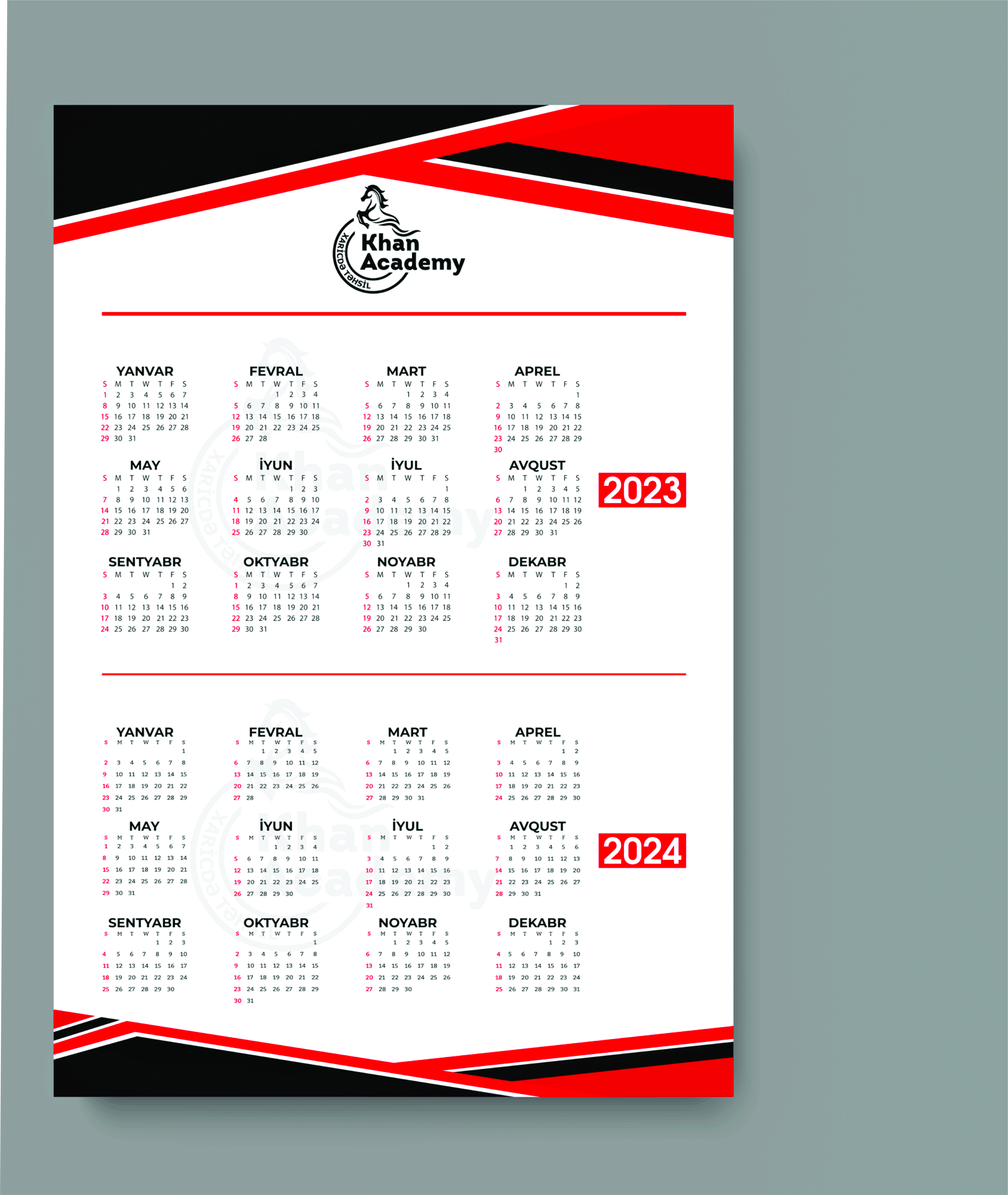 Divar Təqvimi sadə 48x70 sm